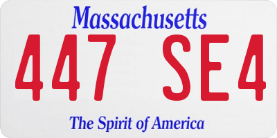 MA license plate 447SE4