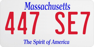 MA license plate 447SE7