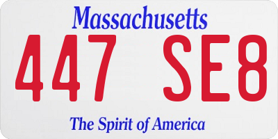 MA license plate 447SE8