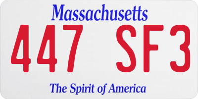 MA license plate 447SF3