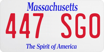 MA license plate 447SG0