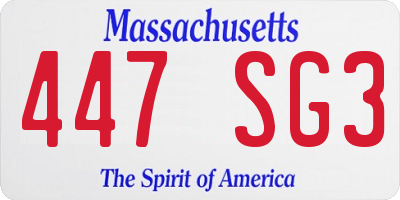 MA license plate 447SG3