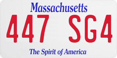 MA license plate 447SG4