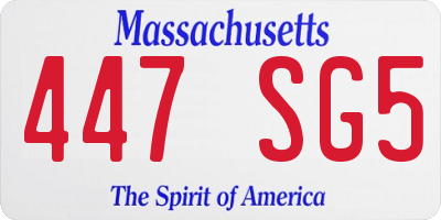 MA license plate 447SG5