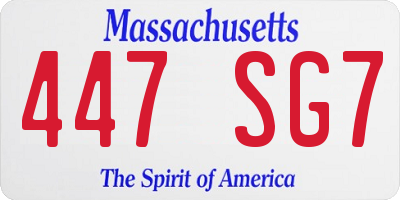 MA license plate 447SG7