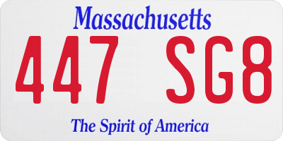 MA license plate 447SG8