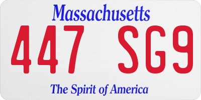 MA license plate 447SG9