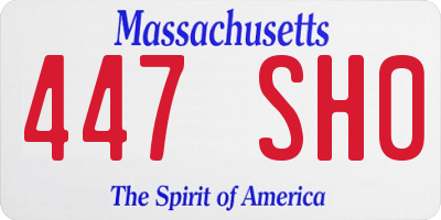 MA license plate 447SH0