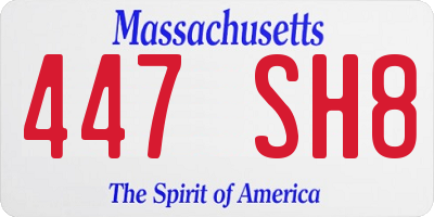 MA license plate 447SH8