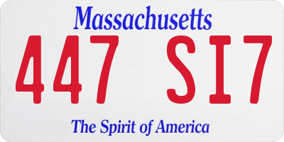 MA license plate 447SI7