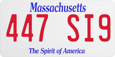 MA license plate 447SI9