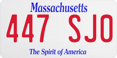 MA license plate 447SJ0