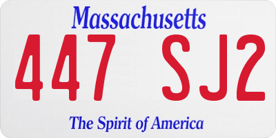 MA license plate 447SJ2
