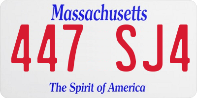 MA license plate 447SJ4
