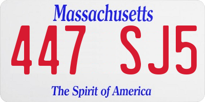 MA license plate 447SJ5