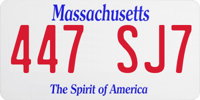 MA license plate 447SJ7
