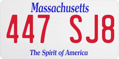 MA license plate 447SJ8