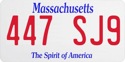 MA license plate 447SJ9