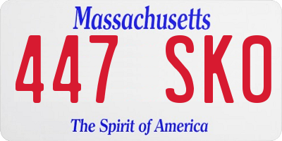 MA license plate 447SK0