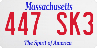 MA license plate 447SK3