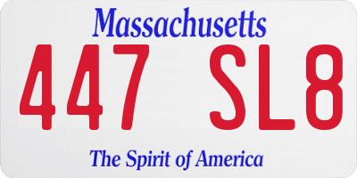 MA license plate 447SL8