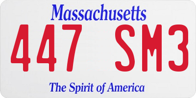 MA license plate 447SM3