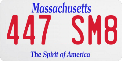 MA license plate 447SM8