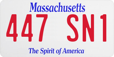 MA license plate 447SN1