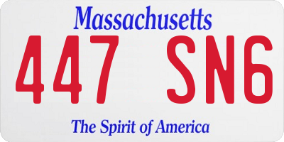 MA license plate 447SN6