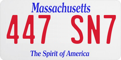MA license plate 447SN7