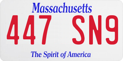 MA license plate 447SN9