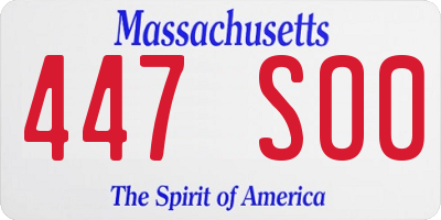 MA license plate 447SO0