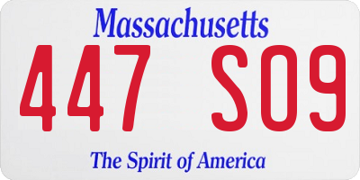 MA license plate 447SO9