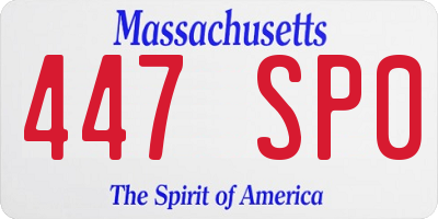 MA license plate 447SP0