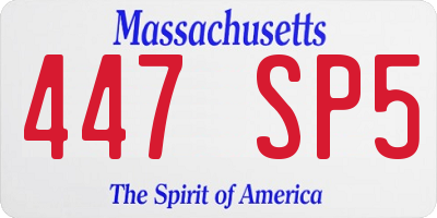 MA license plate 447SP5