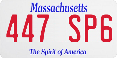 MA license plate 447SP6