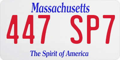 MA license plate 447SP7