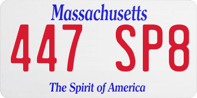 MA license plate 447SP8