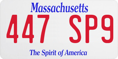 MA license plate 447SP9