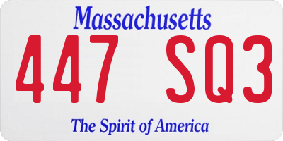 MA license plate 447SQ3