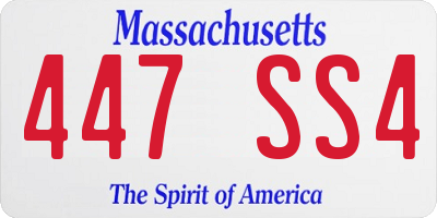 MA license plate 447SS4