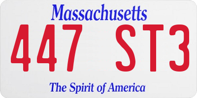 MA license plate 447ST3
