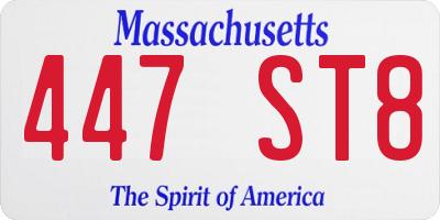 MA license plate 447ST8