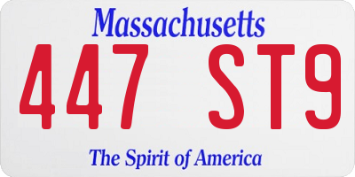 MA license plate 447ST9
