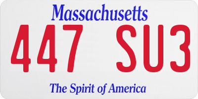 MA license plate 447SU3
