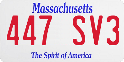 MA license plate 447SV3