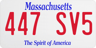 MA license plate 447SV5