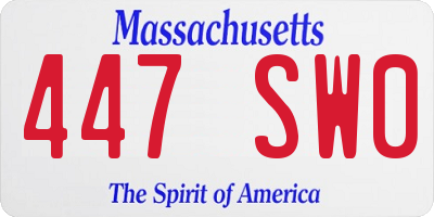 MA license plate 447SW0