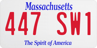 MA license plate 447SW1