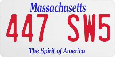 MA license plate 447SW5